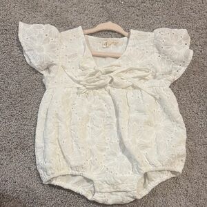 Blossom and pear White Eyelet Baby Romper